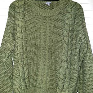 Dark Green Cable Knit Sweater - Size L
